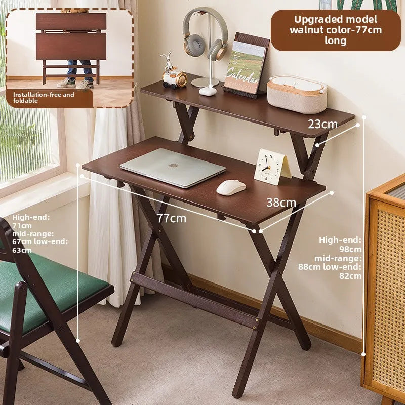 Folding table Rectangle desk Computer table Bedroom Home bedside table Desk worktable Small apartment dining table Oasis Select Walnut S 77
