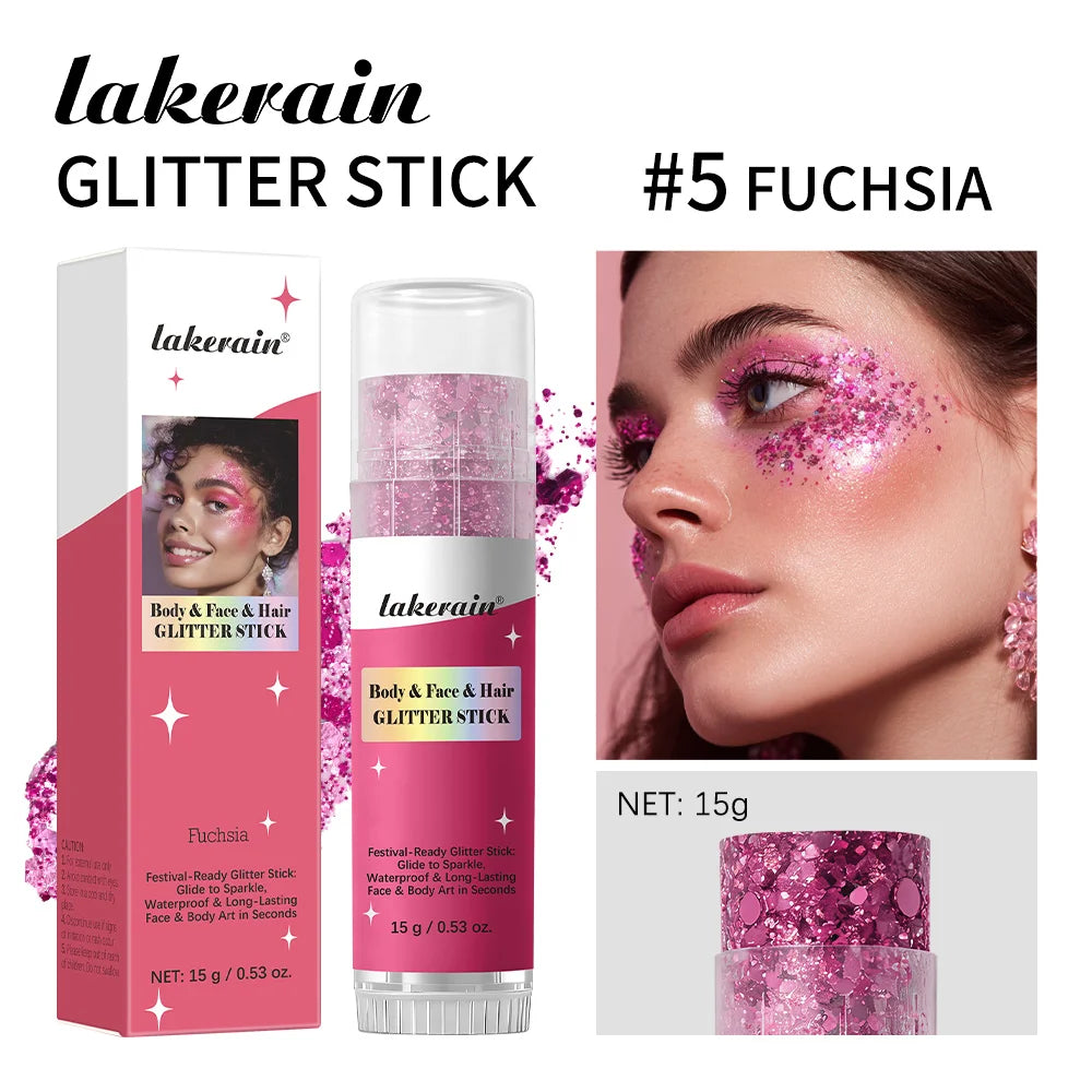 Body Glitter Sequin Stick Gel Texture Long-Lasting Dazzling Smudge-Proof Rich Sparkling Glitter Body Art for Party Stage Makeup Oasis Select Fuchsia