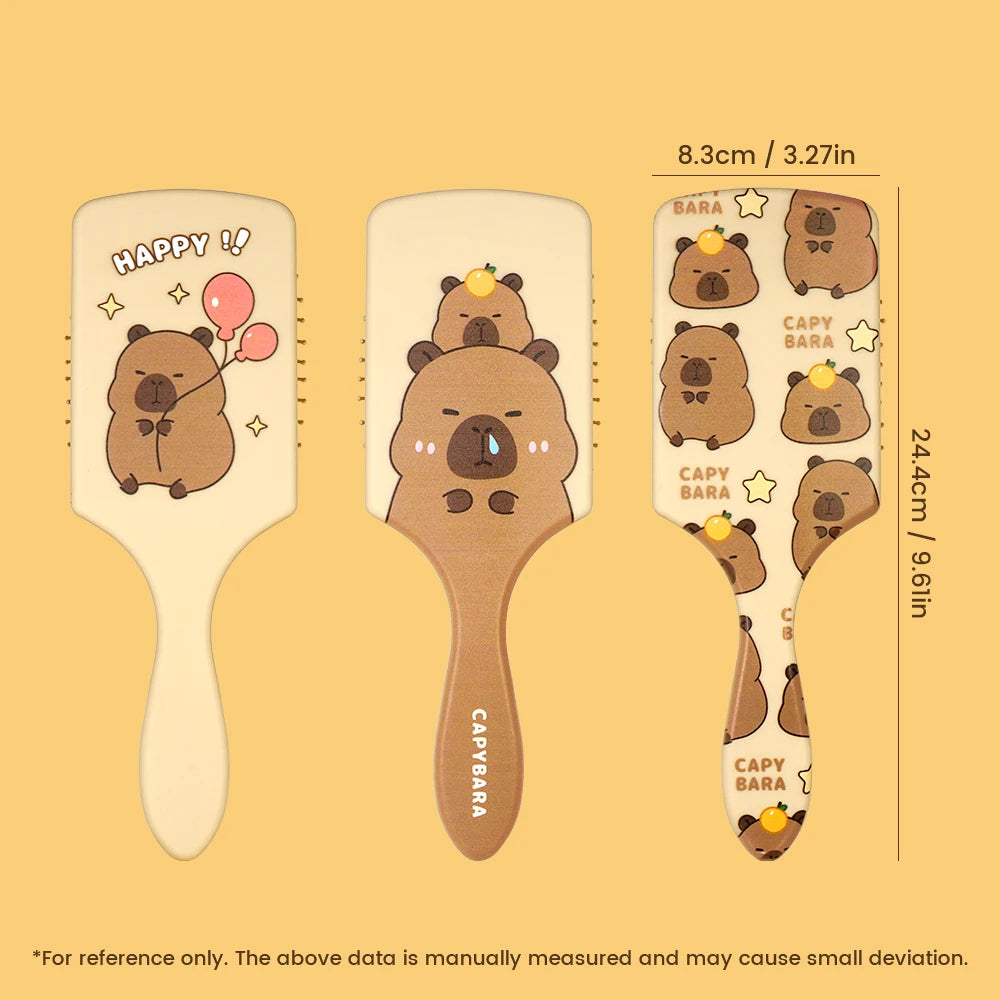 Cute Cartoon Capybara Air Cushion Hair Brush - Happy Balloons & Stars Design, Portable Daily Hair Care Comb Oasis Select