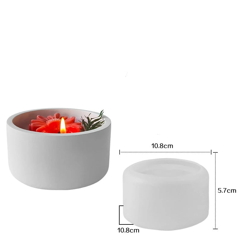 Candle Vessel Silicone Mold Cylindrical Ribbed Smooth Concrete Resin Plaster Mold for DIY Candle Holder Planter Storage Jar Oasis Select Smooth B
