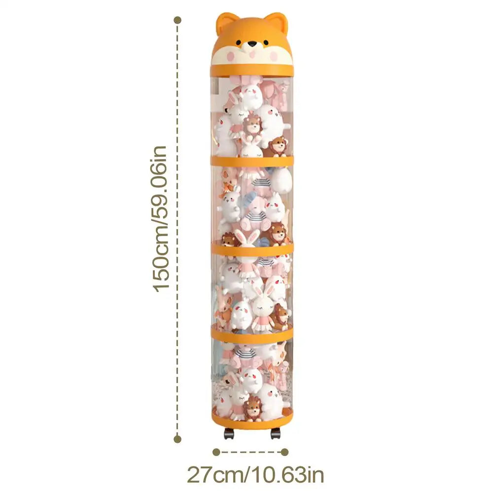 Stuffed Animal Holder Plush Storage Organizer Toy Tube Cute Tube Stuffy Holder Clear Container Large Capacity Home Decor bucket Oasis Select 4 layer wheeled