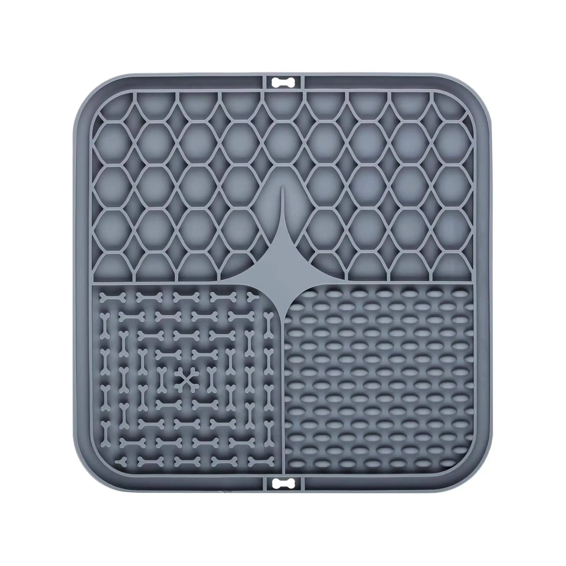 Food Grade Silicone Pet Dog and Cat Anti-Choking Slow Eating Tableware Tray Licking Mat Licking Plate Pet Yogurt Placemat Oasis Select grey-1pcs 15.5cmX15.5cm