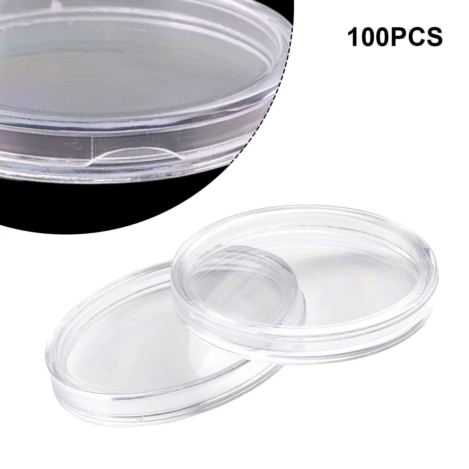 100Pcs Transparent Clear 32mm Coin Storage Boxes Collection Holder Containers Gifts Capsules Portable DIY Round Coin Holder Oasis Select