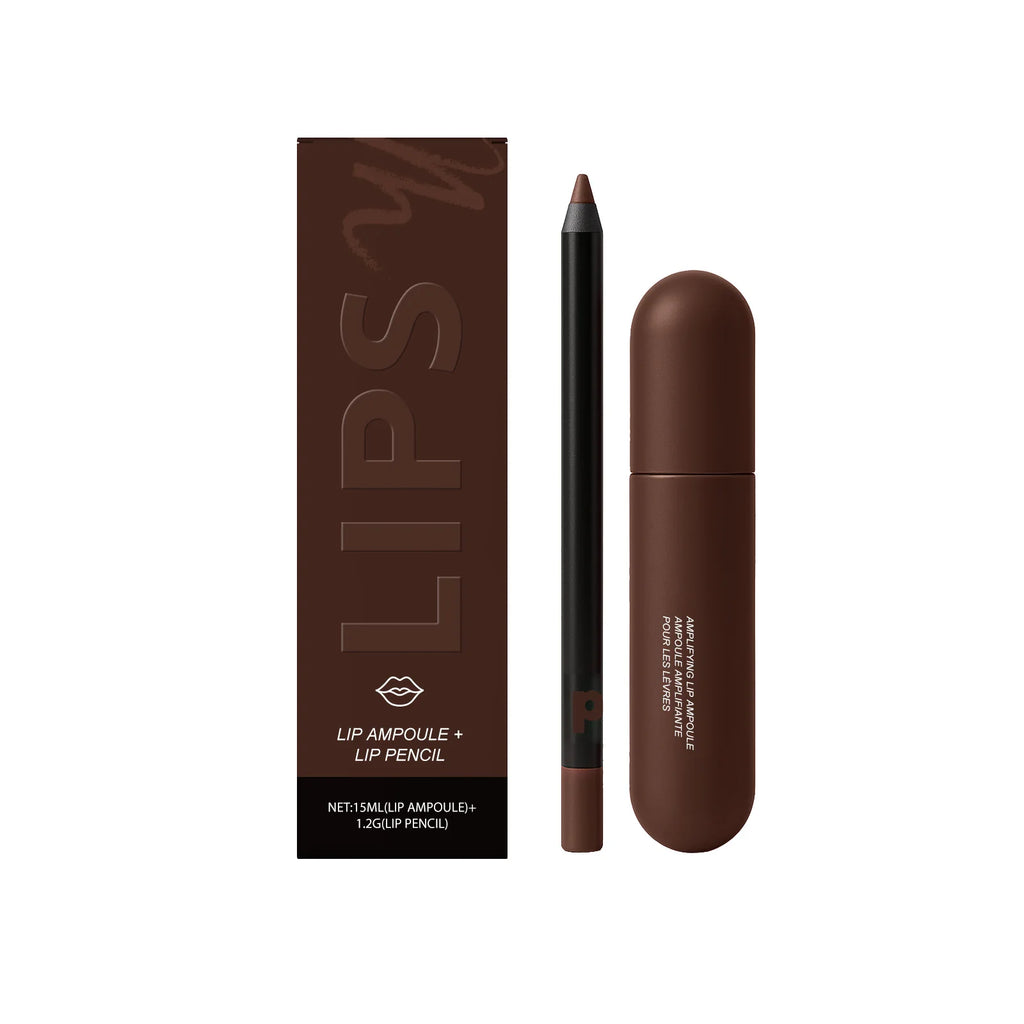 Nicotinamide Lipliner Lip Serum Kit Deep Moisturize Reduce Fine Lines Plump Lips Enhance Radiance Lasting Shine Lip Gloss Makeup Oasis Select Chocolate Brown