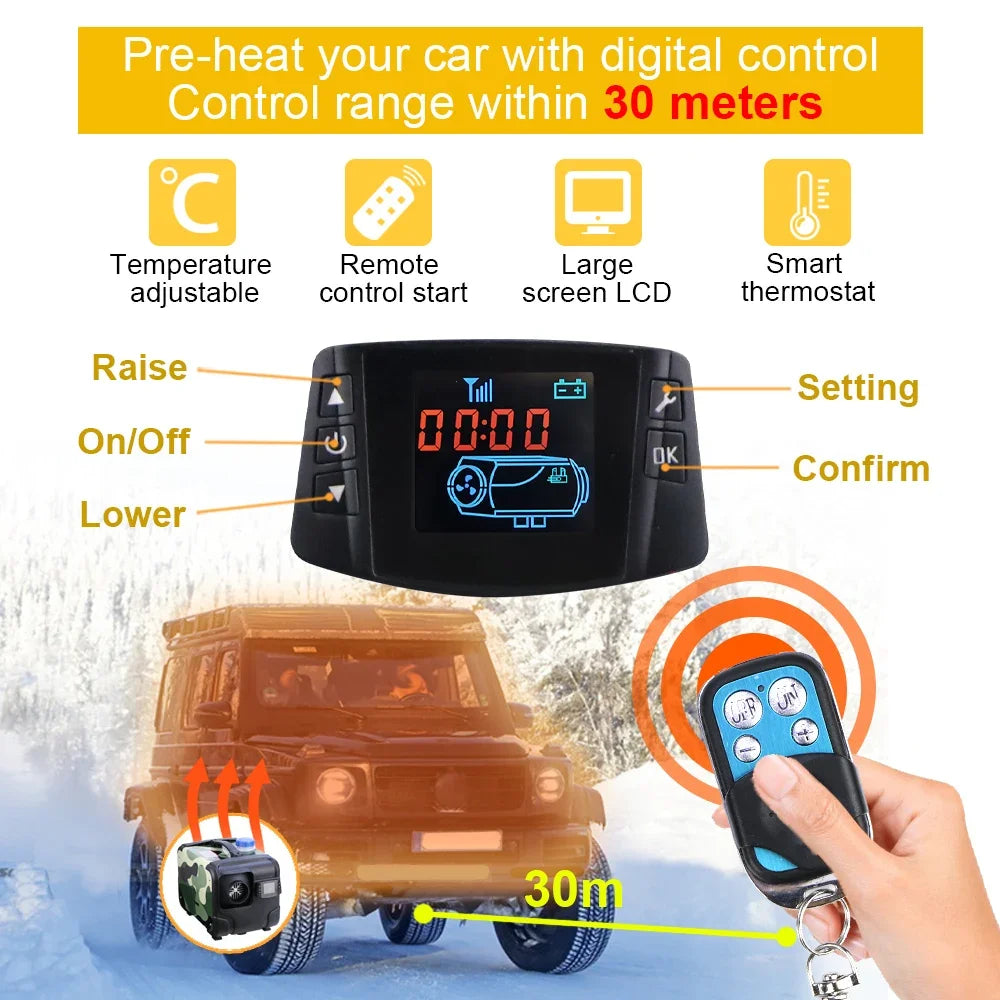 12V 24V 8000W Car Heater Air Diesel Heater Aluminum Shell Air Parking Heater Warmer Wireless LCD Remote Control Engine Preheater Oasis Select