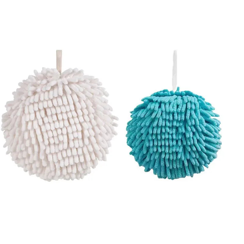 1/2/3pcs Chenille Hand Towels Kitchen Bathroom Hand Towel Ball with Hanging Loops Quick Dry Soft Absorbent Microfiber Towels Oasis Select 2pcs-mix 1