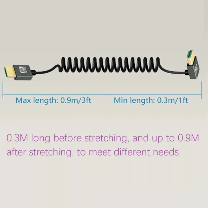 8K HDMI Cable Mini Micro HDMI to HDMI-compatible cable Mini HDMI Micro HDMI Coiled Cord for Laptop Camera DV Monitor Display Oasis Select