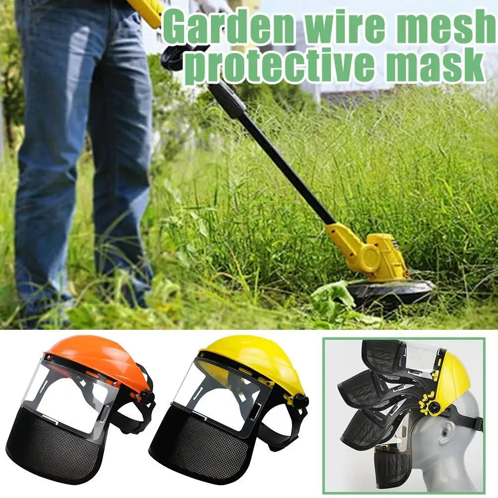 Garden Safety Helmet – Iron Mesh Face Mask for Lawn Mowing