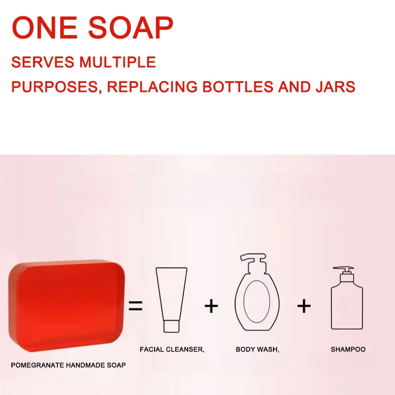 2PCS Pomegranate Handmade Soap, deep cleansing and bathing for the whole body, replenishes moisture and nourishes the skin Oasis Select