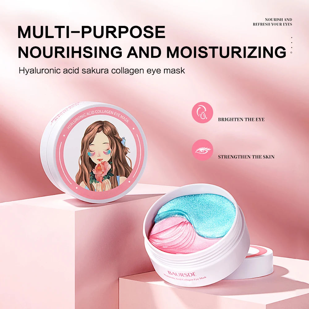 Cherry Blossom & Collagen Dual-Tone Eye Mask - Hydrating, Moisturizing & Nourishing Under Eye Patches 30pairs/Bottle Oasis Select