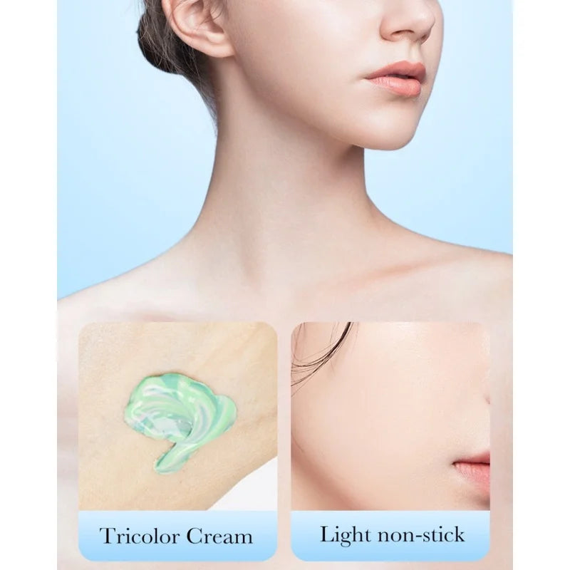SADOER Three-Color Makeup Primer Cream Brighten Skin Tone and Moisturize Foundation Base Sunscreen SPF 50PA+++ Oasis Select