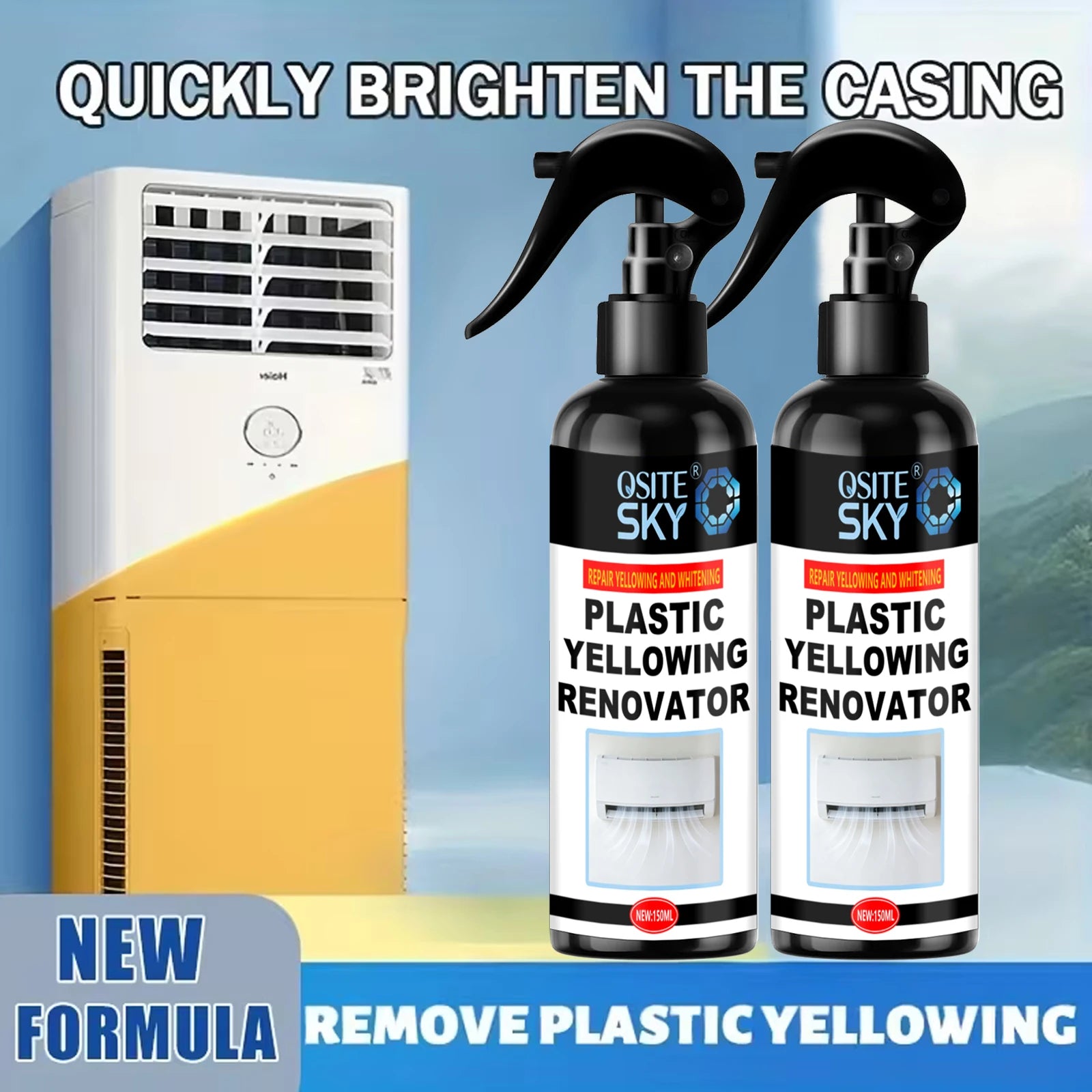 Quick-Effect Plastic Yellowing Eliminator Spray - Robust Formula for Air Conditioning Units, Vehicle Headlights, Surfaces, Appli Oasis Select