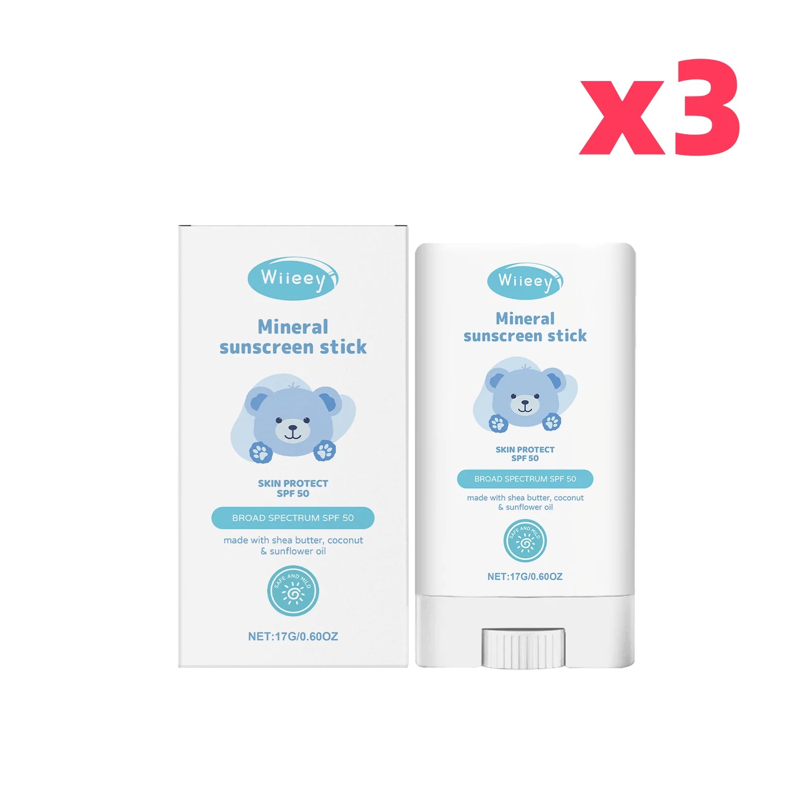 Children's Mild Sunscreen Stick Refreshing Not Irritating SPF 50+ Prevent UVA/UVB Sunburn Moisturize Children Nourish Sunscreen Oasis Select 51g boxed