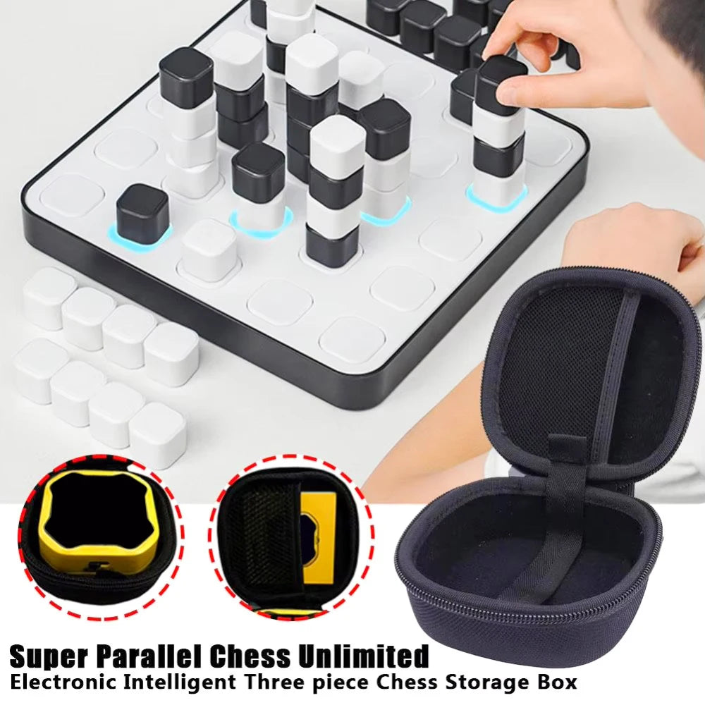 3-in-1 Game Console Storage Bag Handheld Puzzle Game Console Chess Storage Box for GiiKER Tic Tac Toe Bolt Game Oasis Select