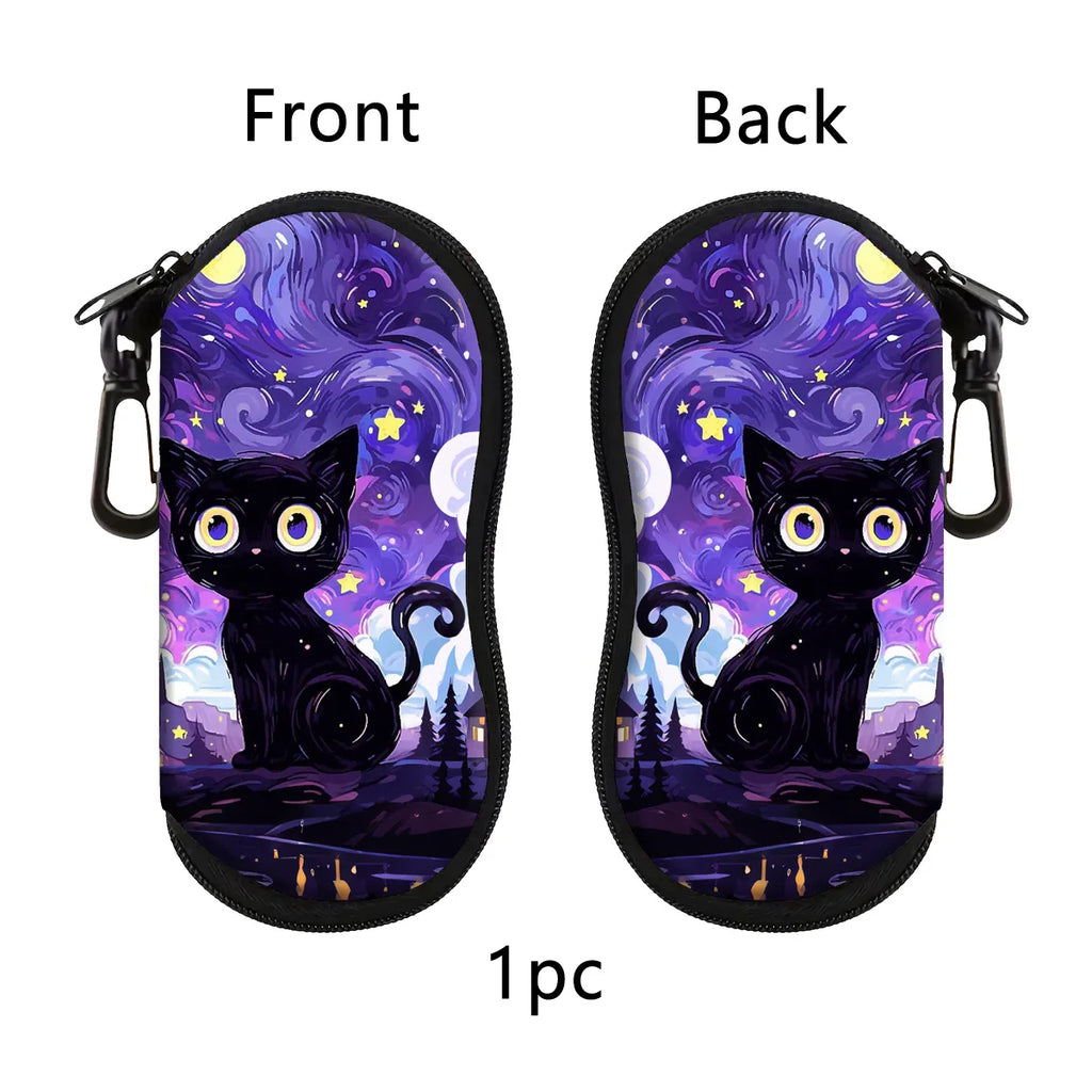 Cat & Dog Glasses Case with Carabiner Clip | Soft Eyeglass Pouch