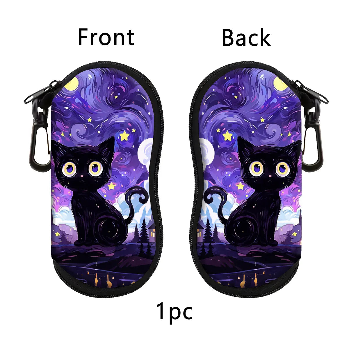 Cat & Dog Glasses Case with Carabiner Clip | Soft Eyeglass Pouch