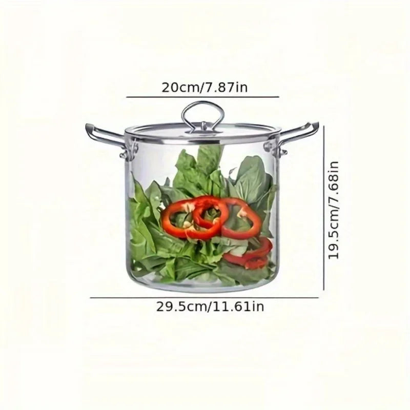 5.5 L Glass Saucepan with Lid, Glass Cooker, Large Volume Soup Pot, Borosilicate Glass Saucepan with Two Ears Soup Pot, Stainles Oasis Select WHITE 4-5L