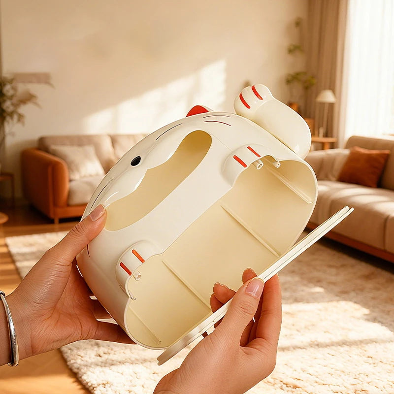 Creative Lucky Cat Tissue Box Cute Cartoon Desktop Decor Home Living Room Storage Box for Tissues Oasis Select