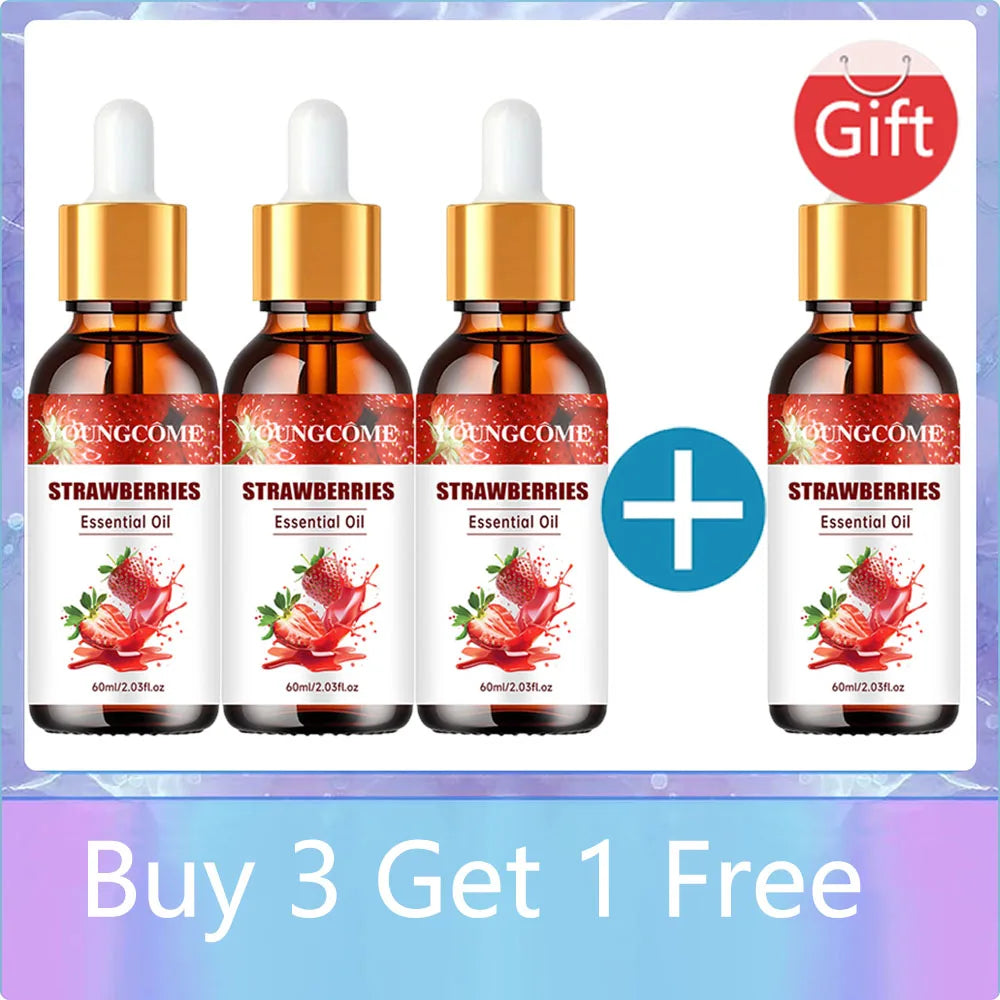YOUNGCOME Strawberry Hair Oil – 2-in-1 Growth & Shine Hair Treatment Oil Oasis Select 60ML-4pcs