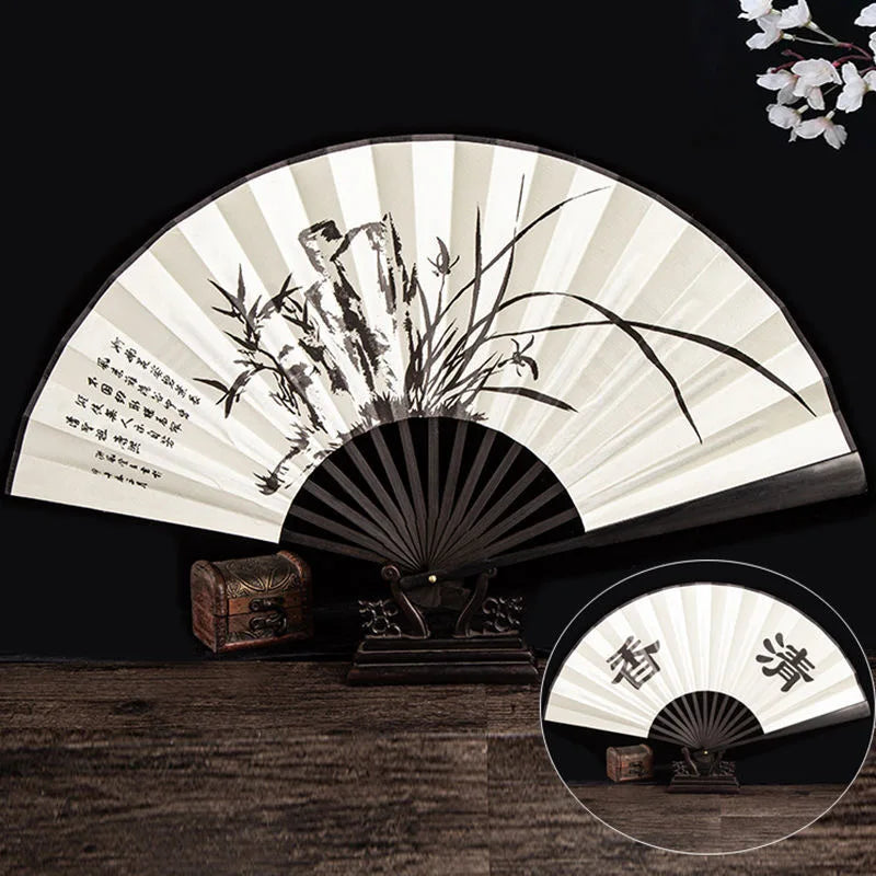 Ancient Folding Fan Chinese Scenic Spots Retro Classic Blank Fan Craft Silk Cloth Fan For Decoration Performance Gift Idea Oasis Select L