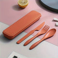 3In1 Portable Cutlery Set Reusable Home Travel Utensil Set Fork Spoon Knife with Box Dinnerware Set Picnic Camping Tableware Oasis Select Orange