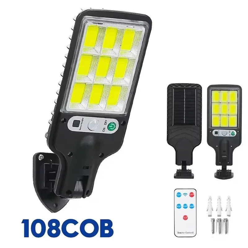 LED Solar Street Wall Lights Waterproof Induction Solar Powered Lamp for Outdoor Garden Patio Path Yard Garage Torch with Remote Oasis Select 108COB