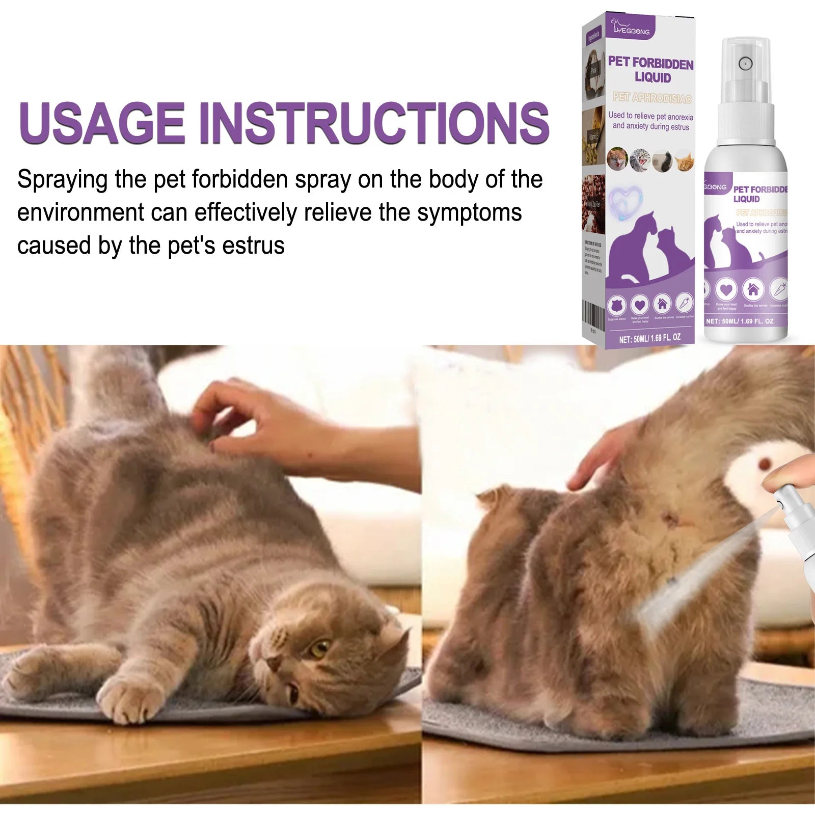 Pet Calming Spray Pheromone Mood Calming Diffuser Improve Estrus Agitation Anxiety Relief Prevent Howling Cat Dog Health Supply Oasis Select