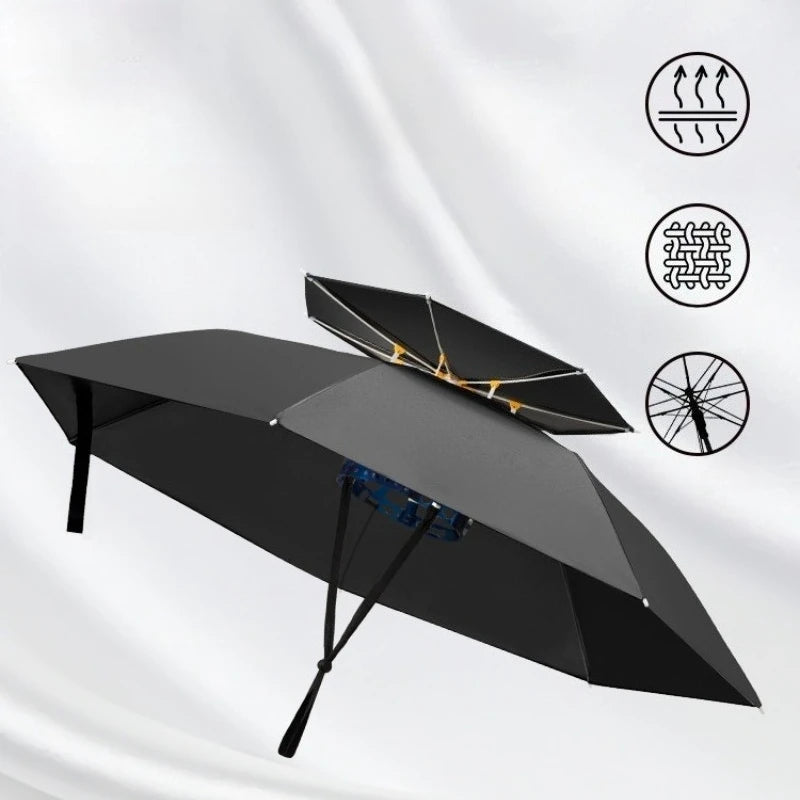 Head Mounted Fishing Umbrella Cap Multi functional Outdoor Sunshade Head Umbrella Cap Adult Sunny and Rainy Umbrella Oasis Select C 6K full-fiber