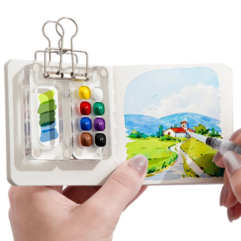 Travel Watercolor Paint Palette Set, Mini Pocket Artist Painting Kit, Portable Art Supplies for Painters, Artists & Students Oasis Select