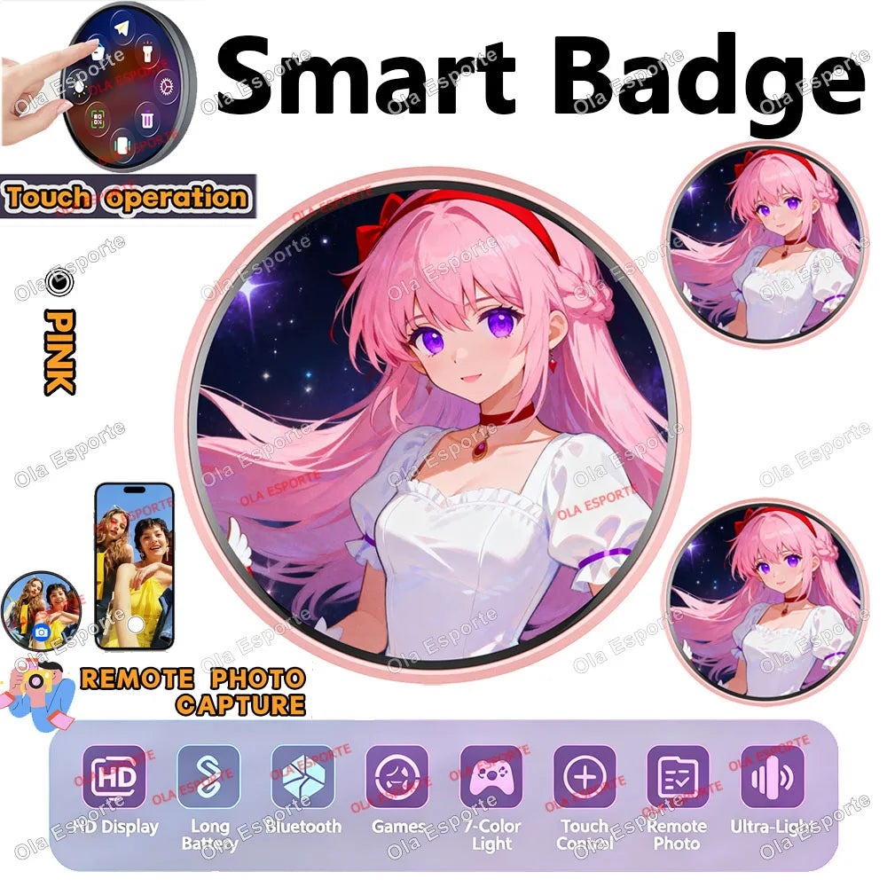 Anime Smart E-Badge | 1.85" LED Touch Screen Display Pin