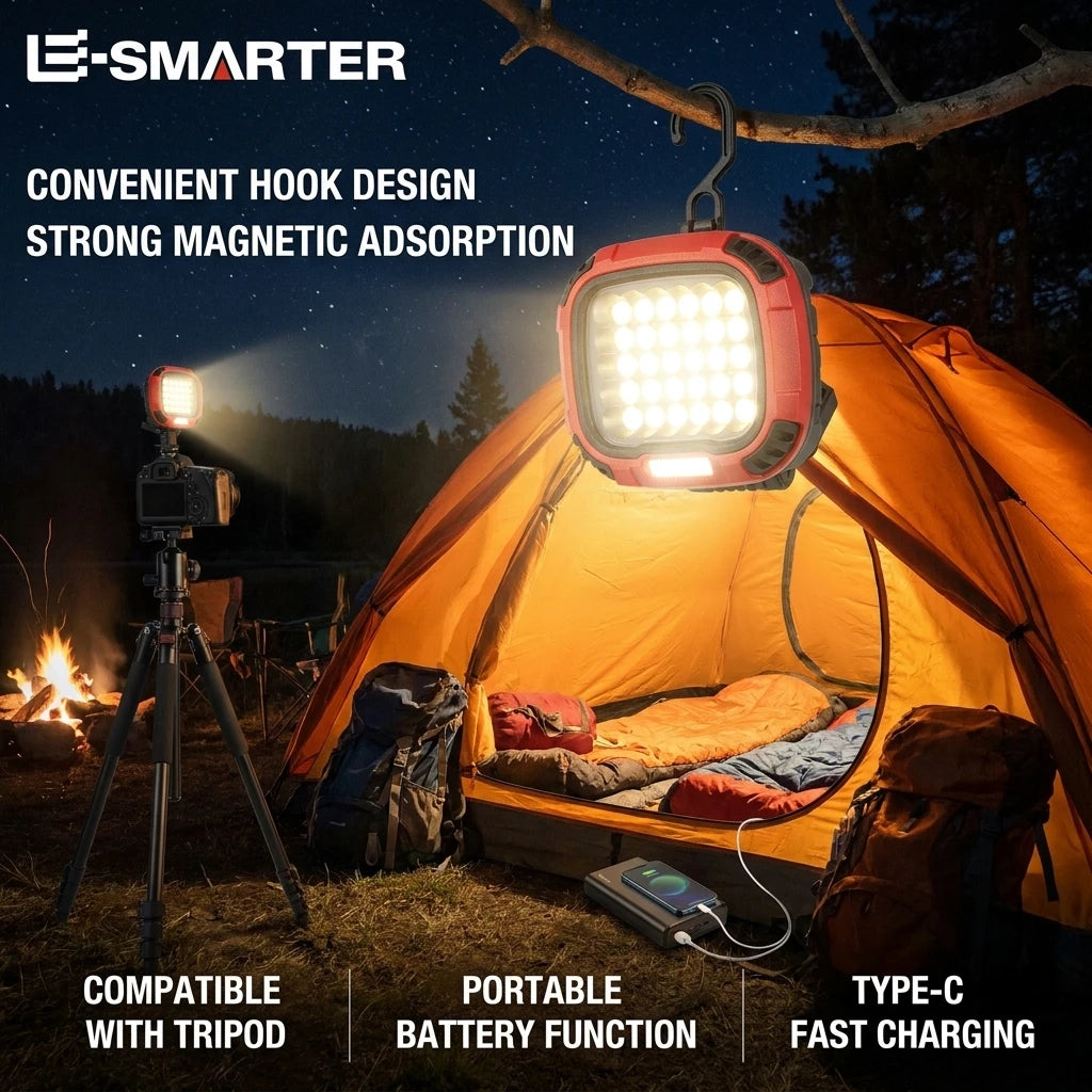 Portable Magnetic COB Floodlight Multi-Functional Rechargeable Working Lamp for Outdoor Camping Emergency Highlight Repair Light Oasis Select