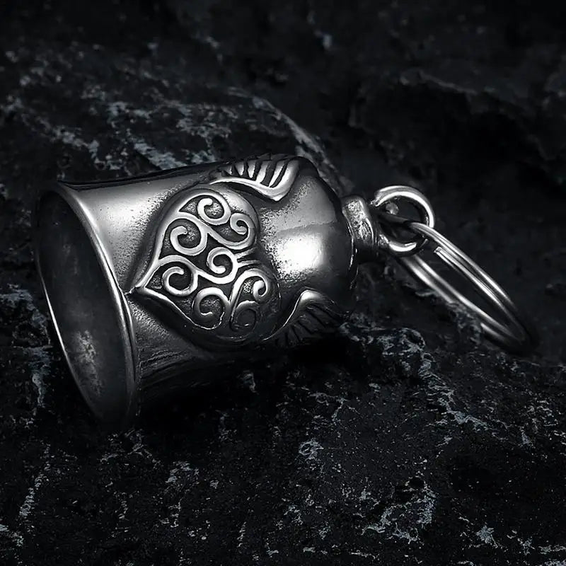 Motorcycle Bell Fashion Lucky Bell Pendant Heart Wing Motorcycle Bell for Men Motorcycle Punk Rock Exorcism Pendant Accessories Oasis Select