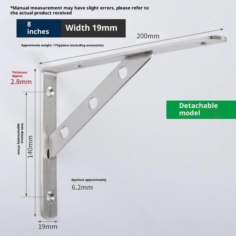 2-Pack Heavy-Duty Stainless Steel L-Shape Wall Angle Brackets