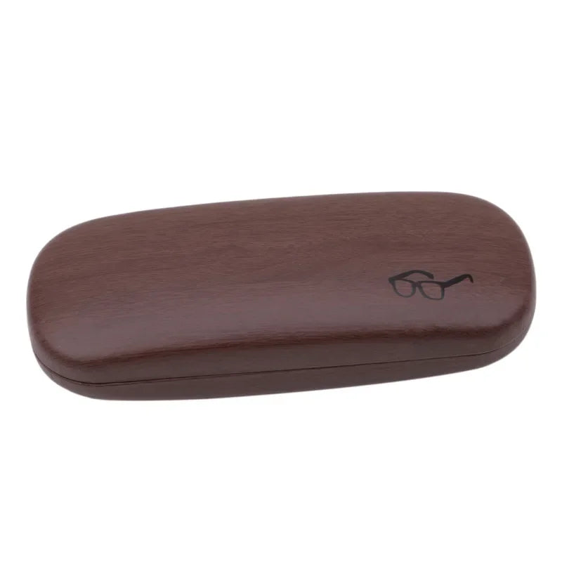 High Quality Wood Grain Hard Kit Holder Metal Reading Glasses Case For Men And Women PU Leather Eyeglass Box Oasis Select Coffee