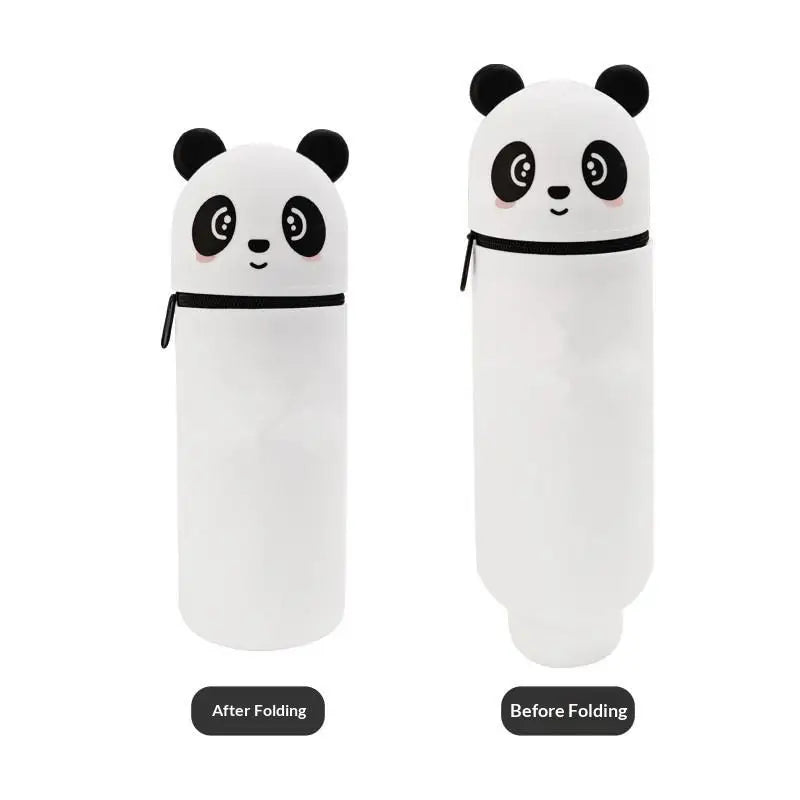 SU Panda Pencil Case Telescoping Silicone Cartoon Animal Pen Holder Student Stationery Storage Bag High Capacity Toys Oasis Select