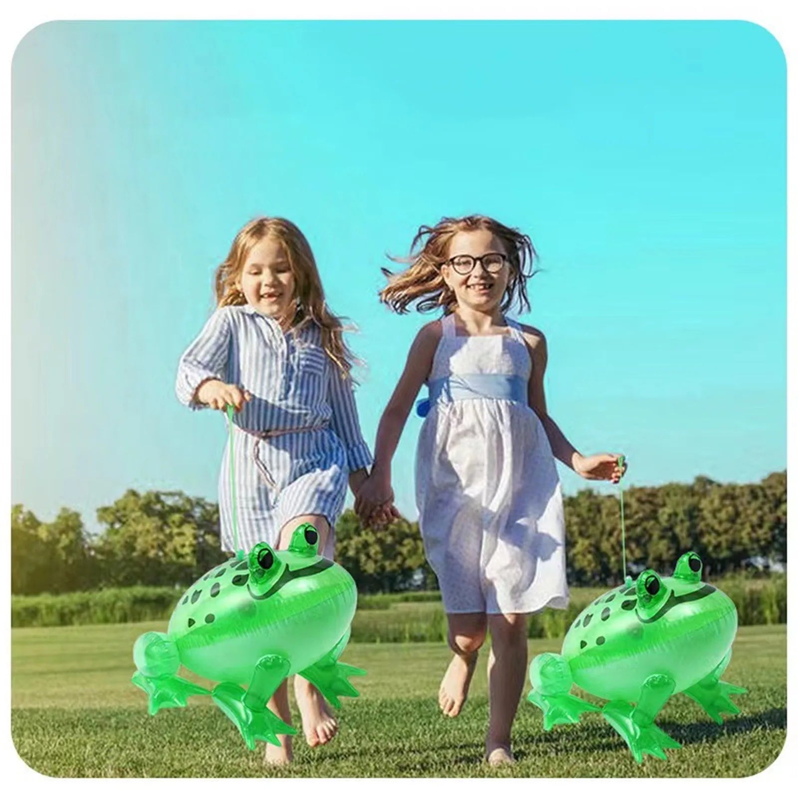 Glowing Inflatable Green Bouncing Frog Toad Ballon Jungle Animal Toy Funny Kids Party Gift Birthday Wedding Decoration Oasis Select