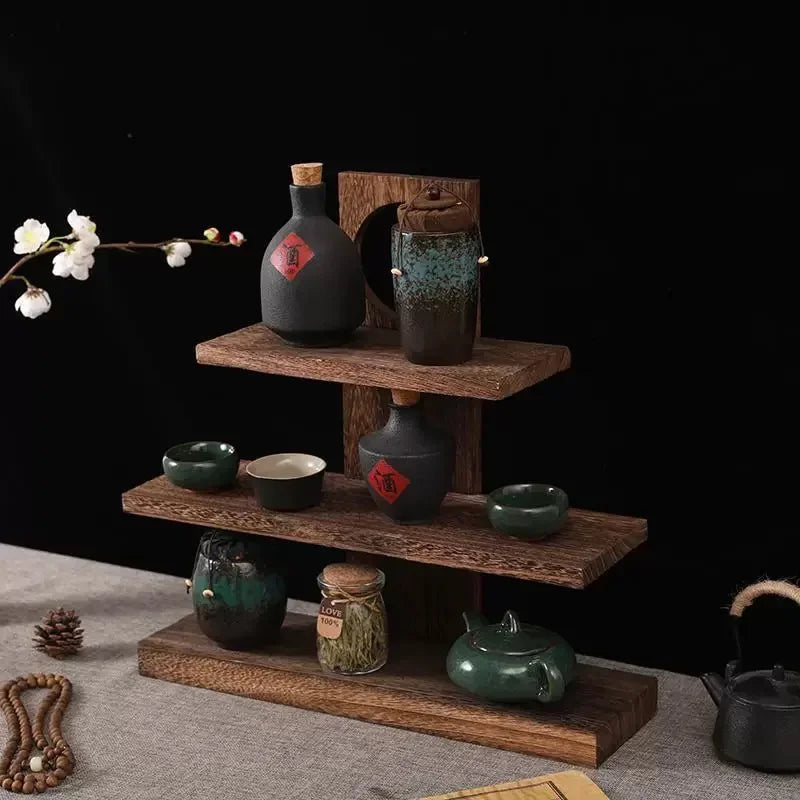 1pcs Tier Display Stand Hollow Window Design Storage Rack For Teaware Ornament Tea Cup Pot Decor Desktop Organizer Oriental Oasis Select