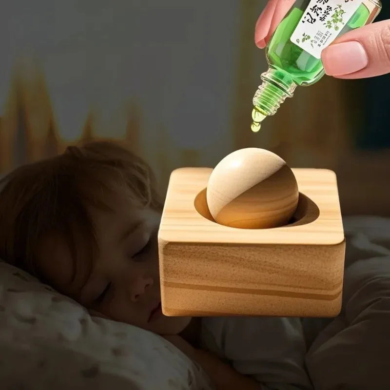 1pc Solid Wood Spherical Essential Oil Diffuser for Home Bedroom Aromatherapy To Eliminate Room Odors and Decoration Oasis Select