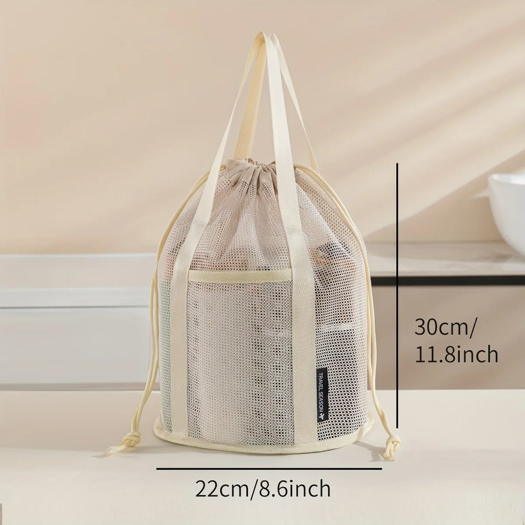 Large-capacity Drawstring Mesh Beach Bag Storage Pouch, Can Be Worn As A Shoulder Bag or Carried By Hand Oasis Select