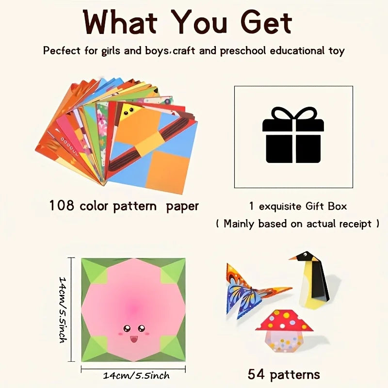 creative origami set, Including 54 Double-Sided Origami Sheets And Instruction Booklet, Suitable for DIY Art And Craft Projects Oasis Select