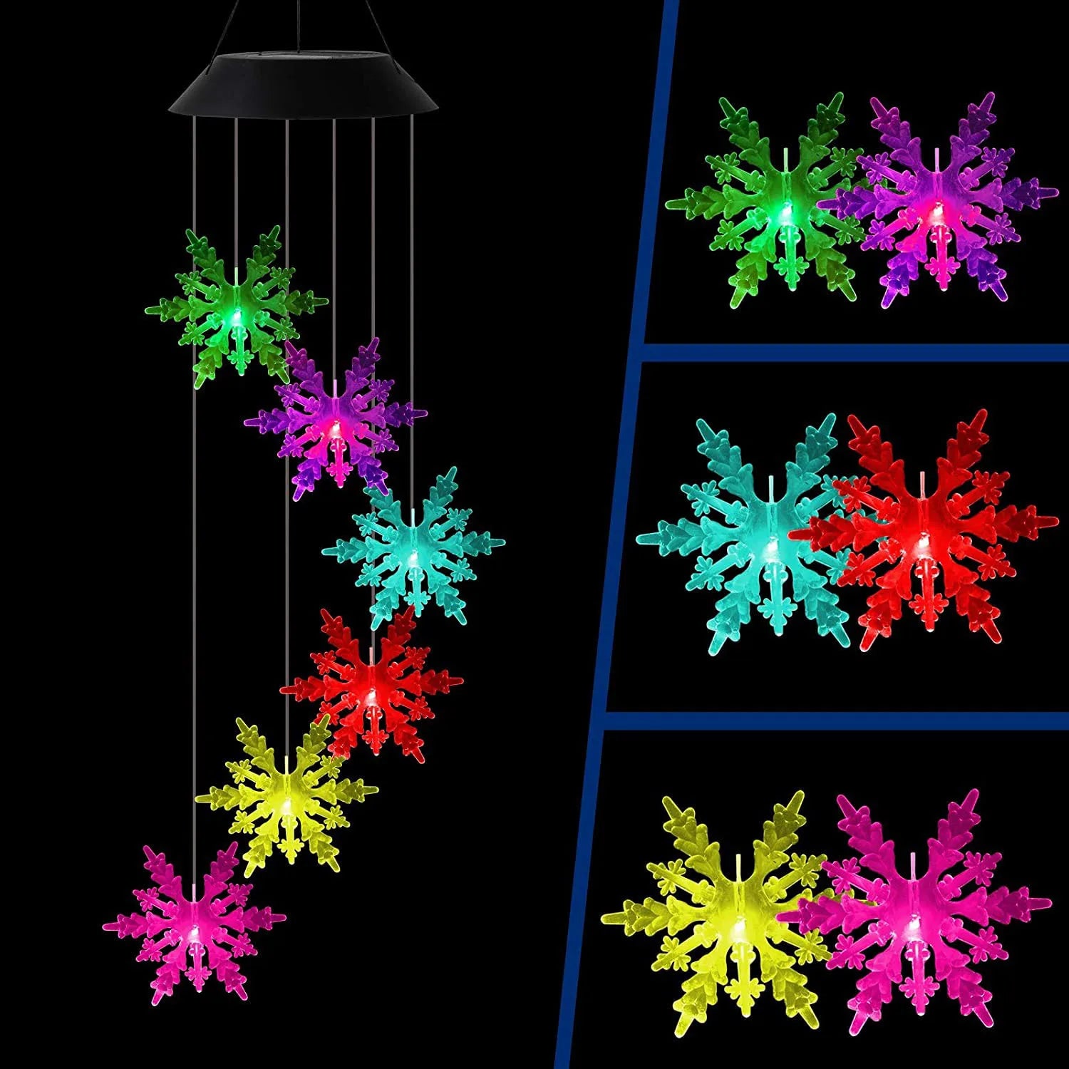 Solar Powered Wind Chime Garden Lights -Outdoor Solar Stake Lights for Yard, Landscape Decoration, Auto on/Off, Waterproof, IP65 Oasis Select Snowflake