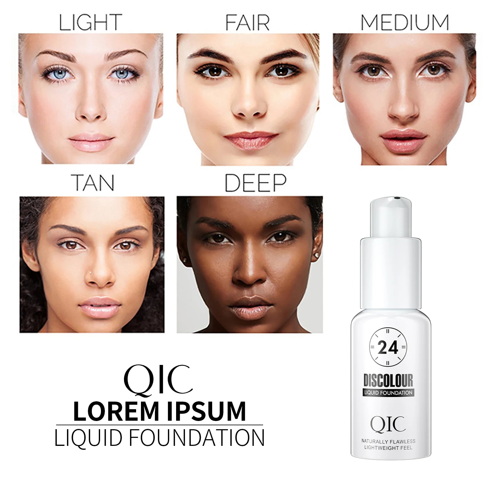 QIC Color Changing Liquid Foundation – Matte & Hydrating 30ml