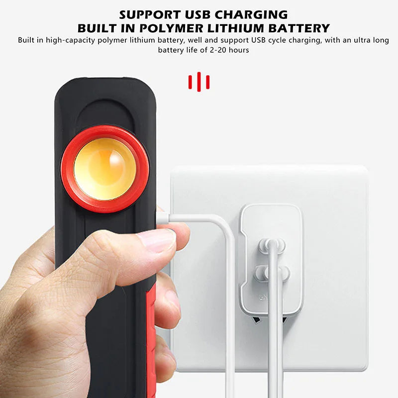 Pocketman COB+LED Work Light Portable Flashlight Camping Light Rechargeable Work Lamp Auto Repair Light Inspection Light Oasis Select