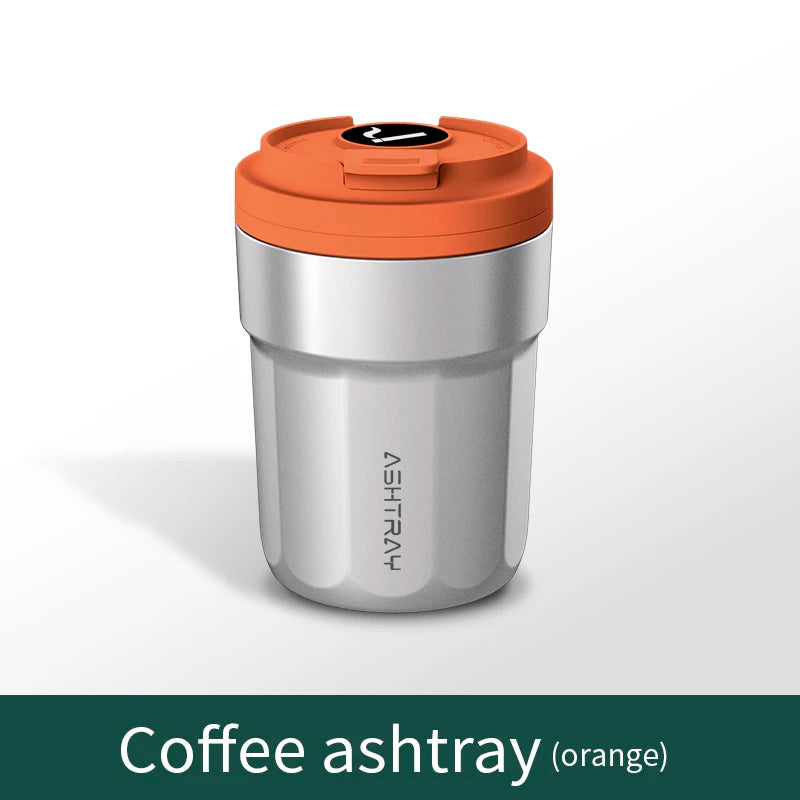 Car Ashtray 7-Color LED Light | Push-Open Coffee Cup Style