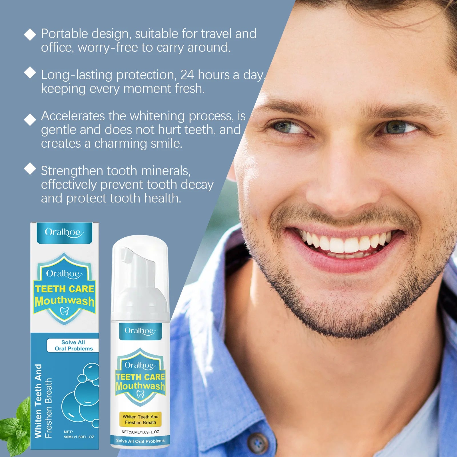 Teeth Whitening Foam - Gentle Oral Care Mousse For Fresh Breath & Stain Removal, Minty Tooth Cleaning Foam Oasis Select