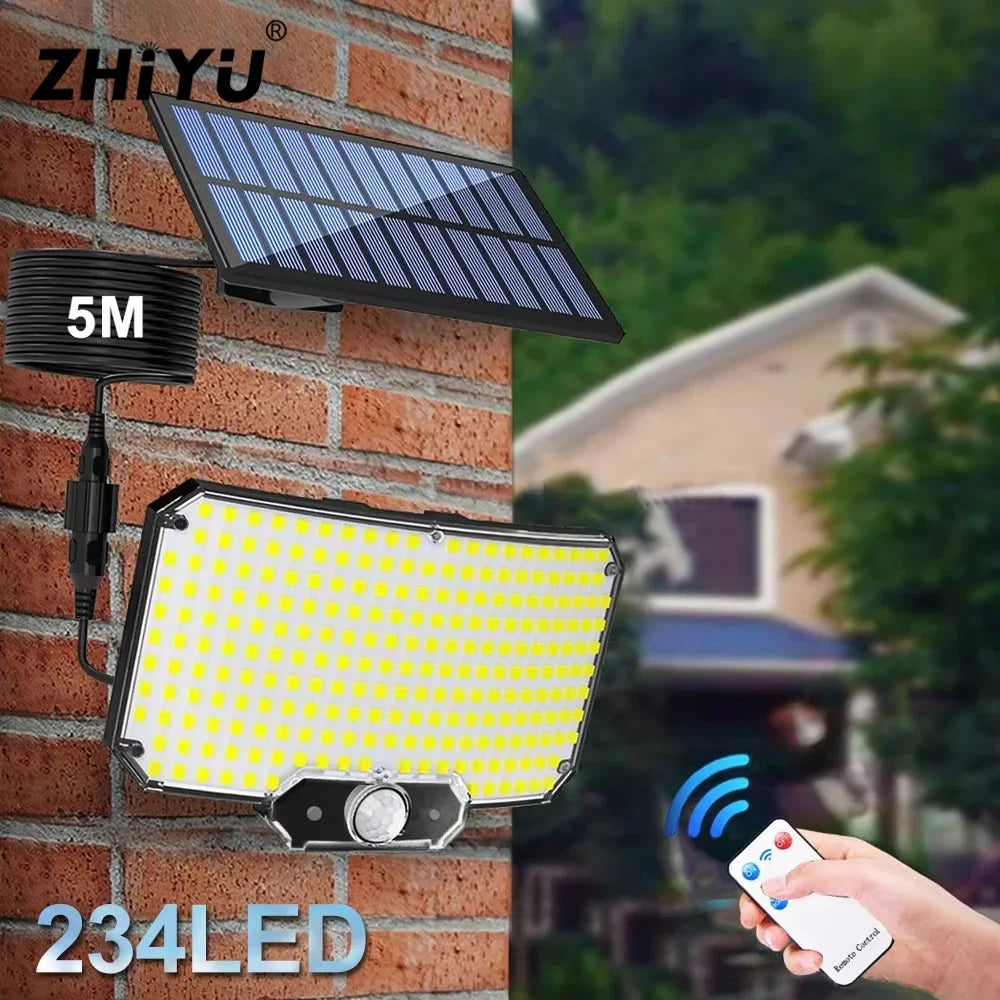 Solar Lights 234 LED Solar Security Lights Outdoor Garden Motion Sensor 3 Modes Waterproof Split Solar Flood Wall Lights Garage Oasis Select