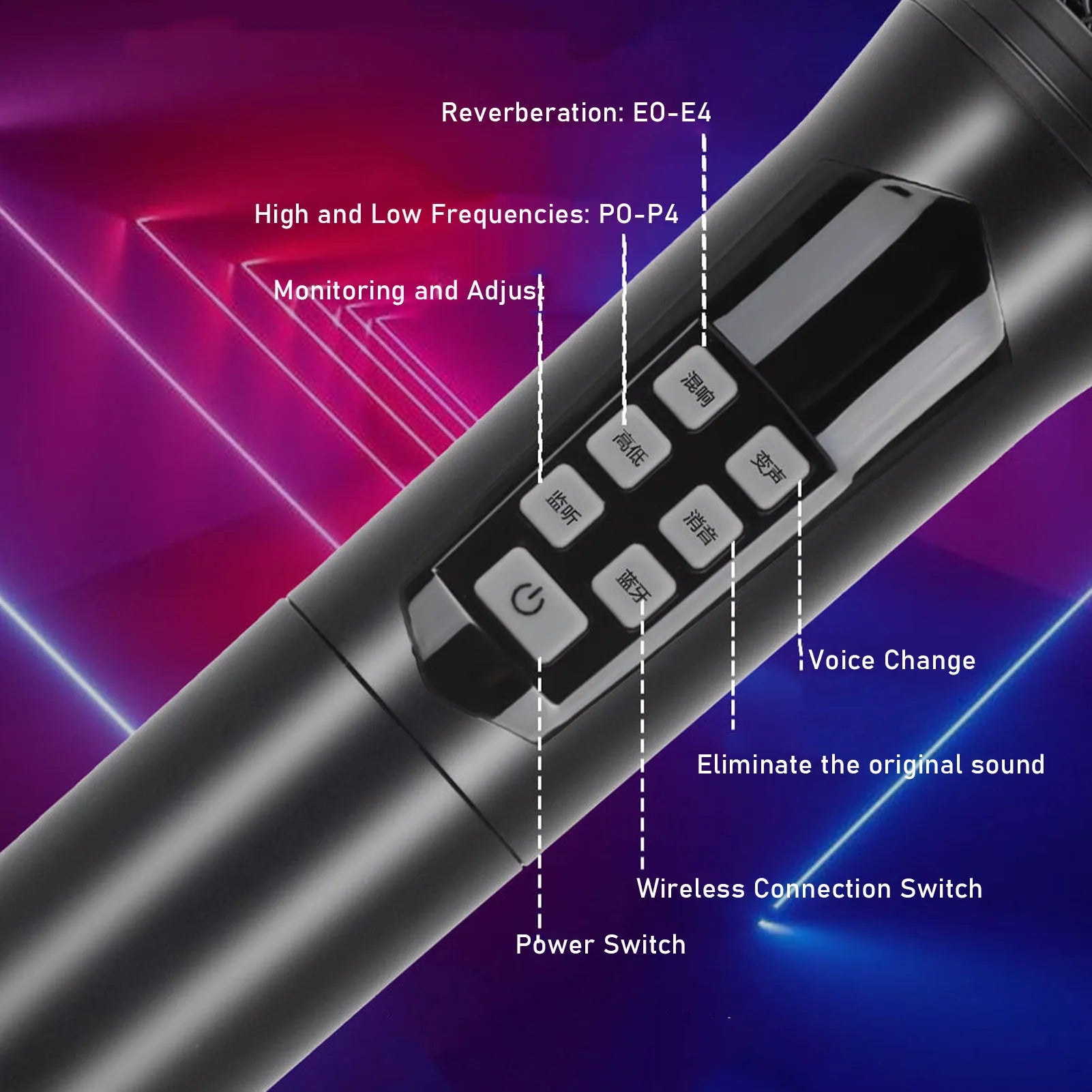 Wireless Handheld Microphone Bluetooth 2.4G Noise Reduction Portable Dynamic Mic with Sound Effects and Voice Changer Oasis Select