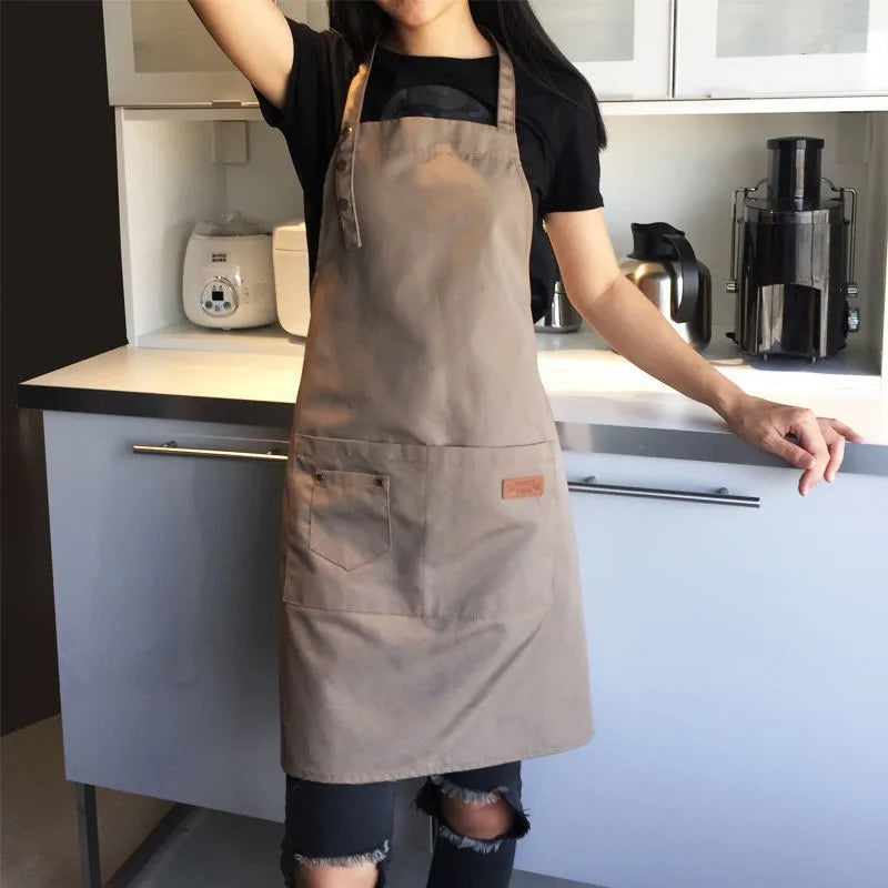 Chef Waiter Cafe Shop Waiter Pure Color Cooking Kitchen Apron For Woman BBQ Hairdresser Aprons Bibs Kitchen Accessory Oasis Select