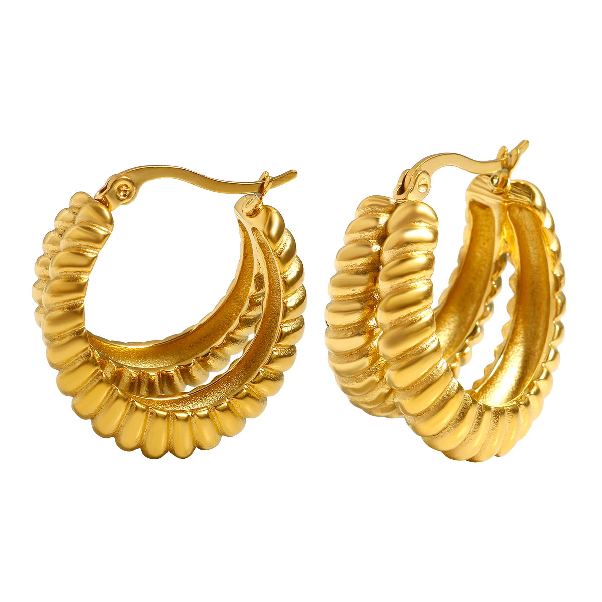 Hoop Earrings for Women Trendy Golden Stainless Steel Earring Jewelry New Oasis Select Gold Color