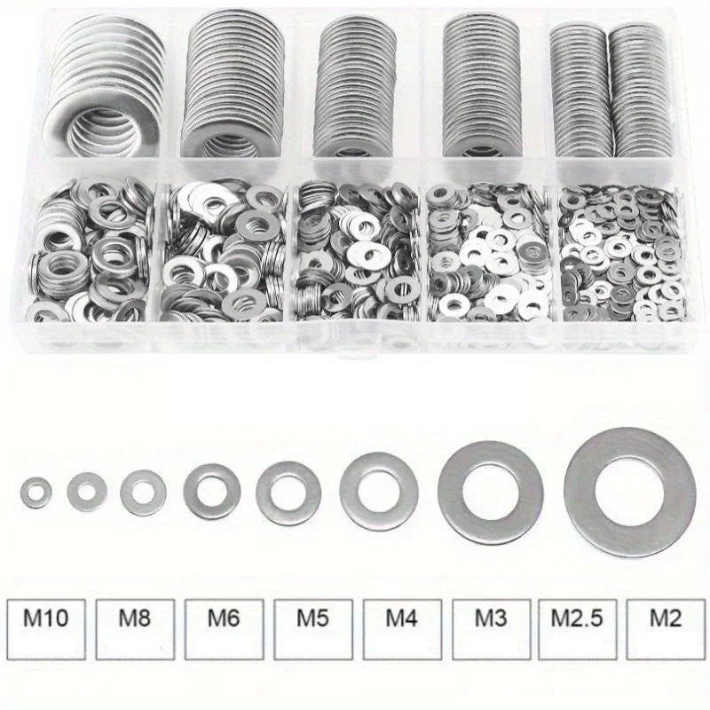 304 Stainless Steel Flat Washers Set – 180 or 360 Pcs Flat Washer Set Oasis Select